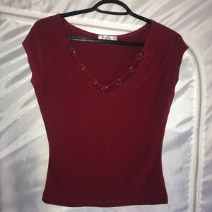 Red form-fitting tee